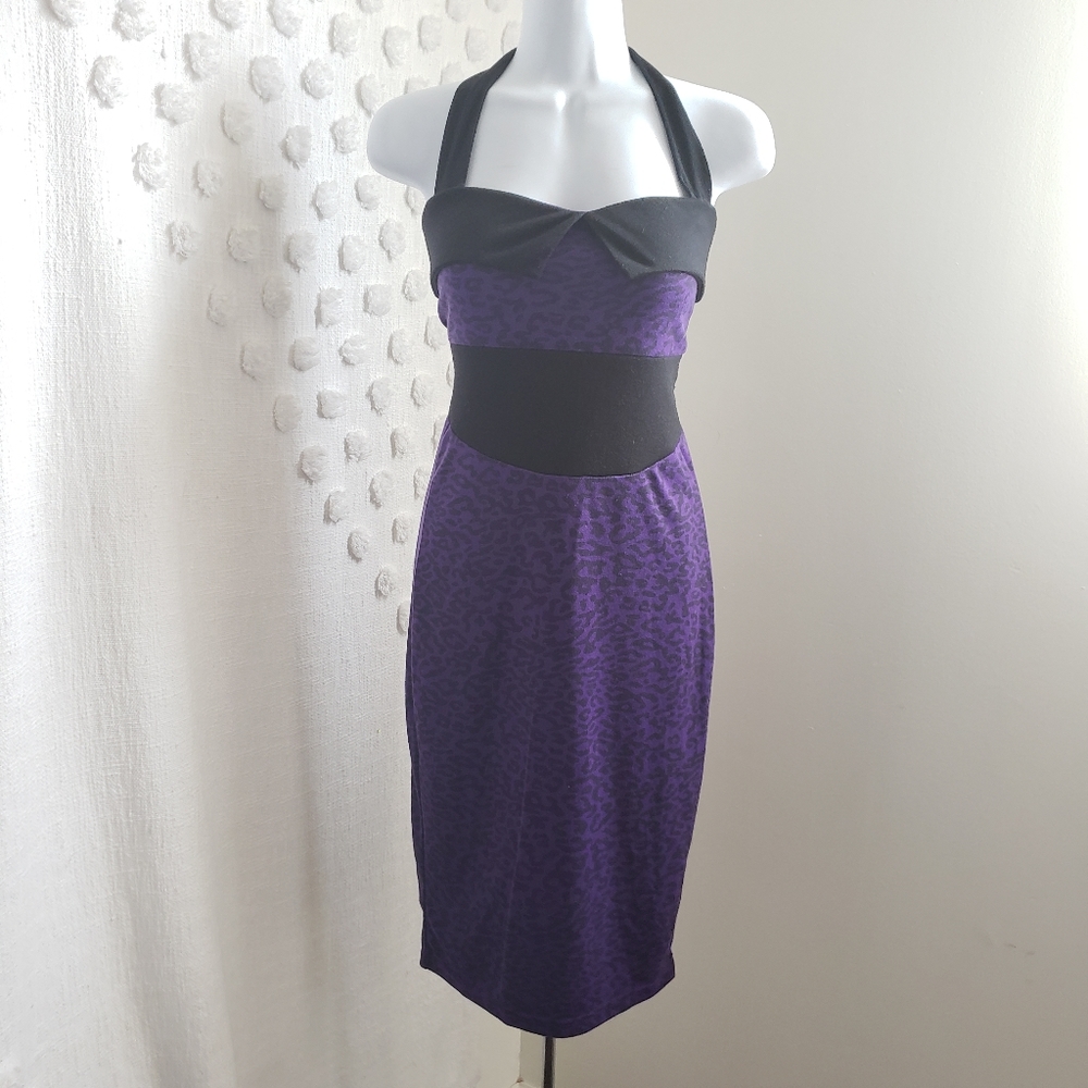 Punkabilly Purple & Black Animal Print Dress